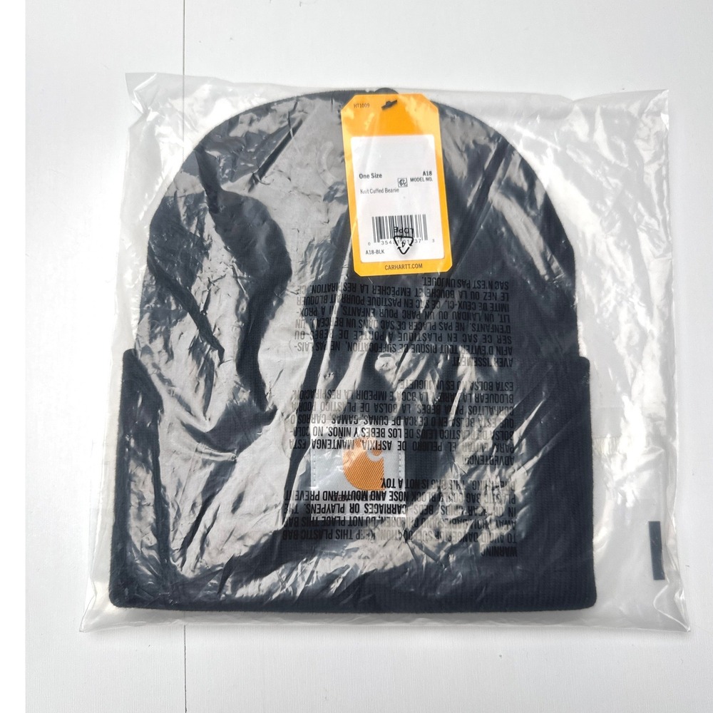 Carhartt Mens Knit Cuffed Beanie Black A18-BLK One Size NWT